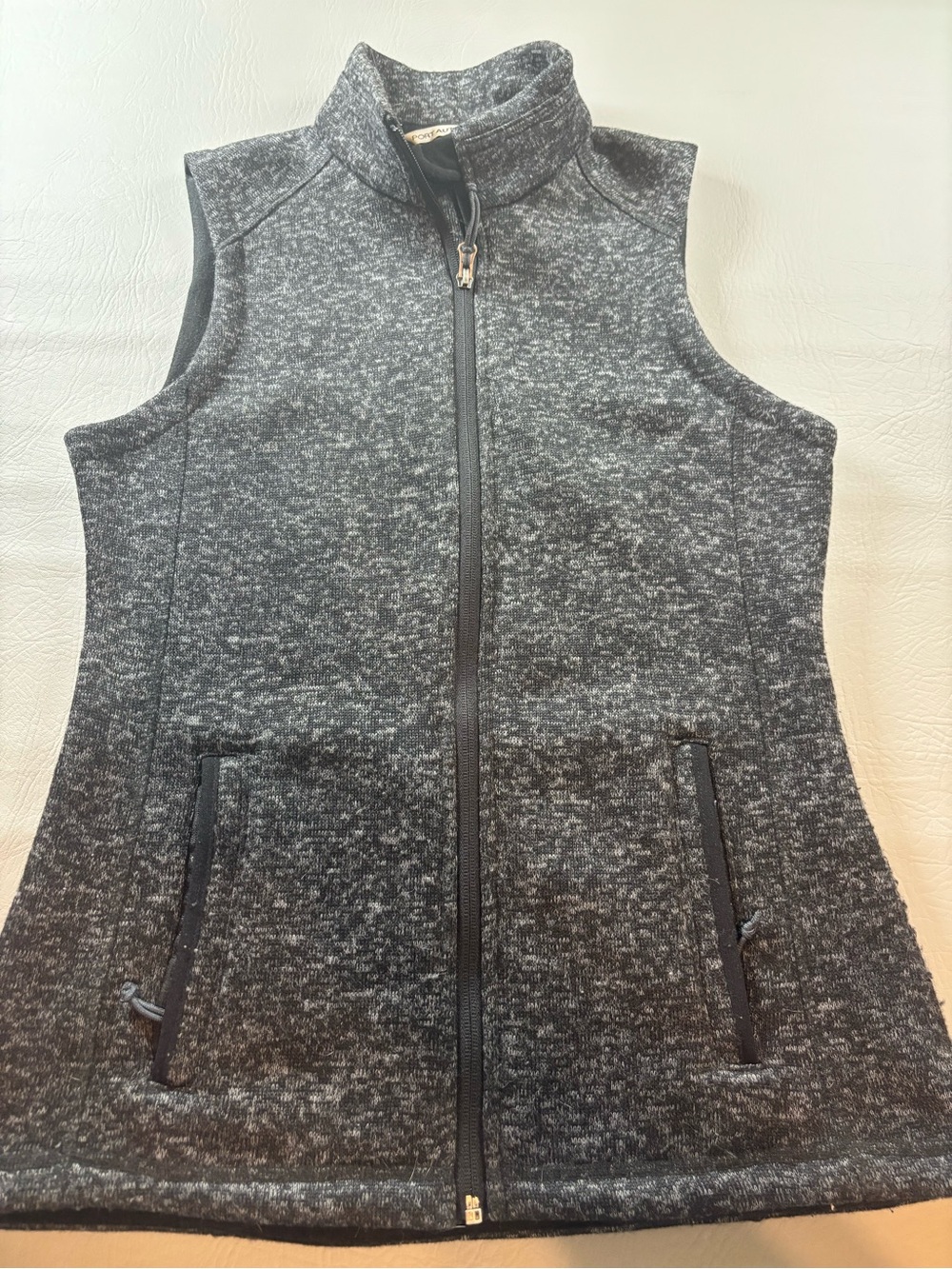 Port Authority Heathered Charcoal Zip-Up Sleeveless Vest